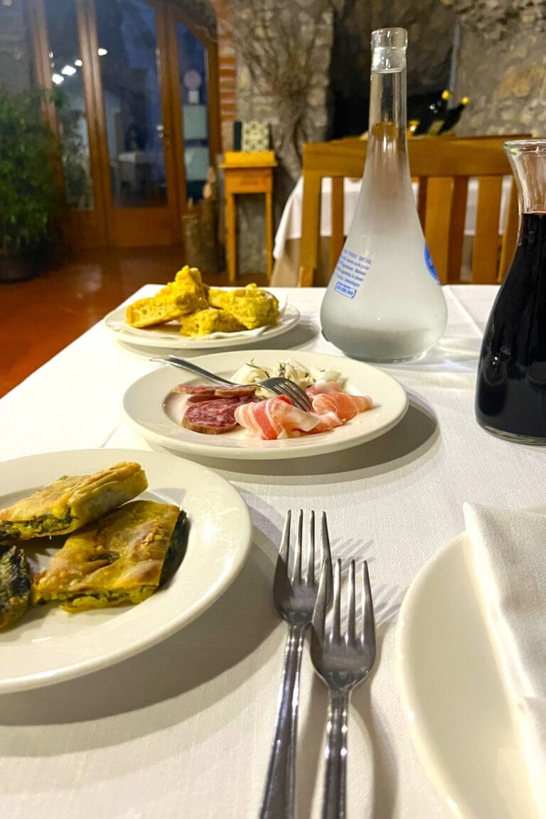 Traditional Tuscan dinner with local food and wine