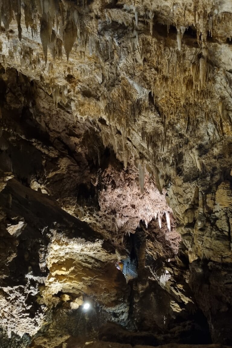 Stalactites and rock formations inside the Antro del Corchia cave