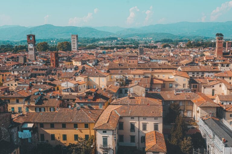 Panoramic view over Lucca’s historic centre and Renaissance walls