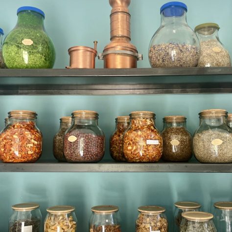 display of all the wild botanicals collected by the master distillers in the Murgia National Park to produce Apulian gin